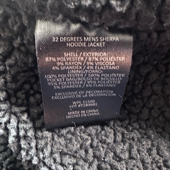 32 Degrees Men's Dark Blue Sherpa-Lined Full Zip-Up Hoodie Jacket XL - Picture 11 of 11